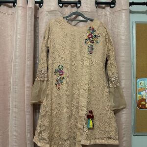 Embroidered Peach Pakistani Dress